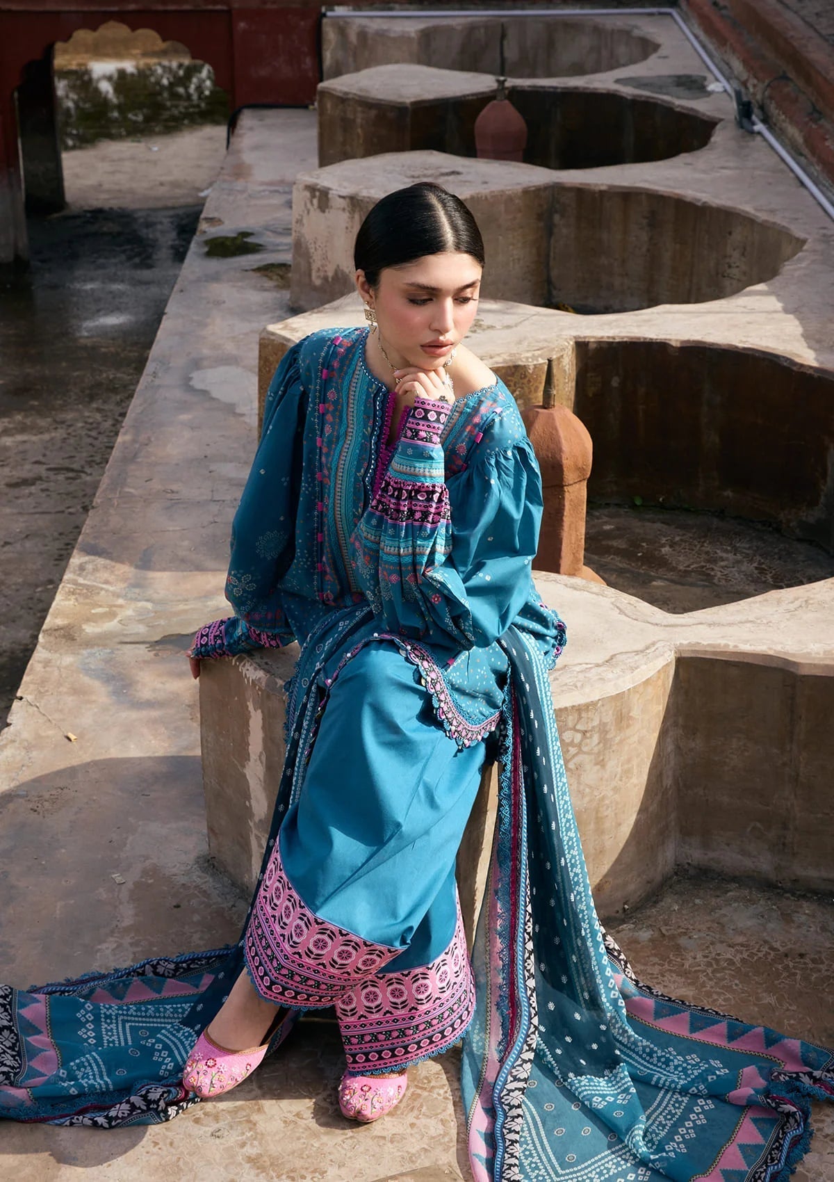 Kahf Premium | Prints Collection 26 | KPS-4A FALAK ARA - Luxury Dress - available at Maria Faisal in UK and USA.