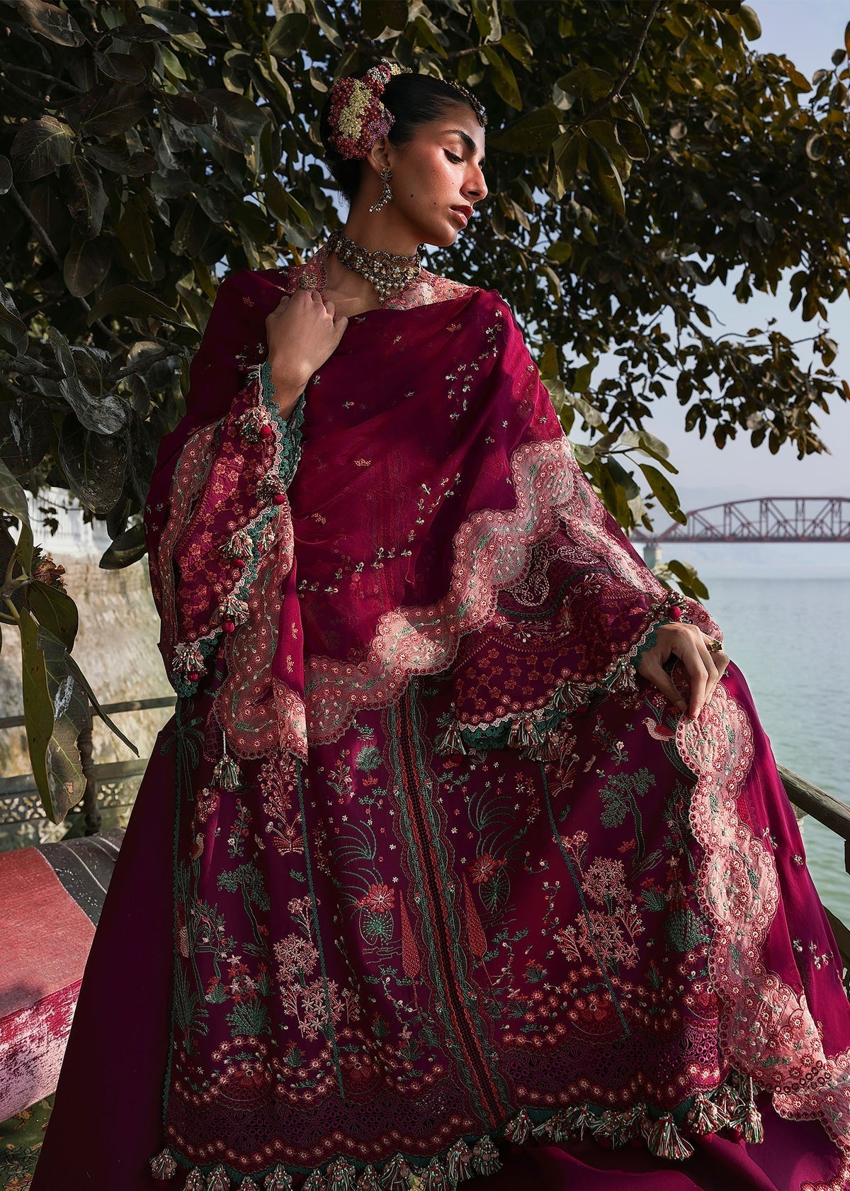 Hussain Rehar | Kalabagh Luxury Lawn 26 | Anjas - Luxury Dress - available at Maria Faisal in UK and USA.