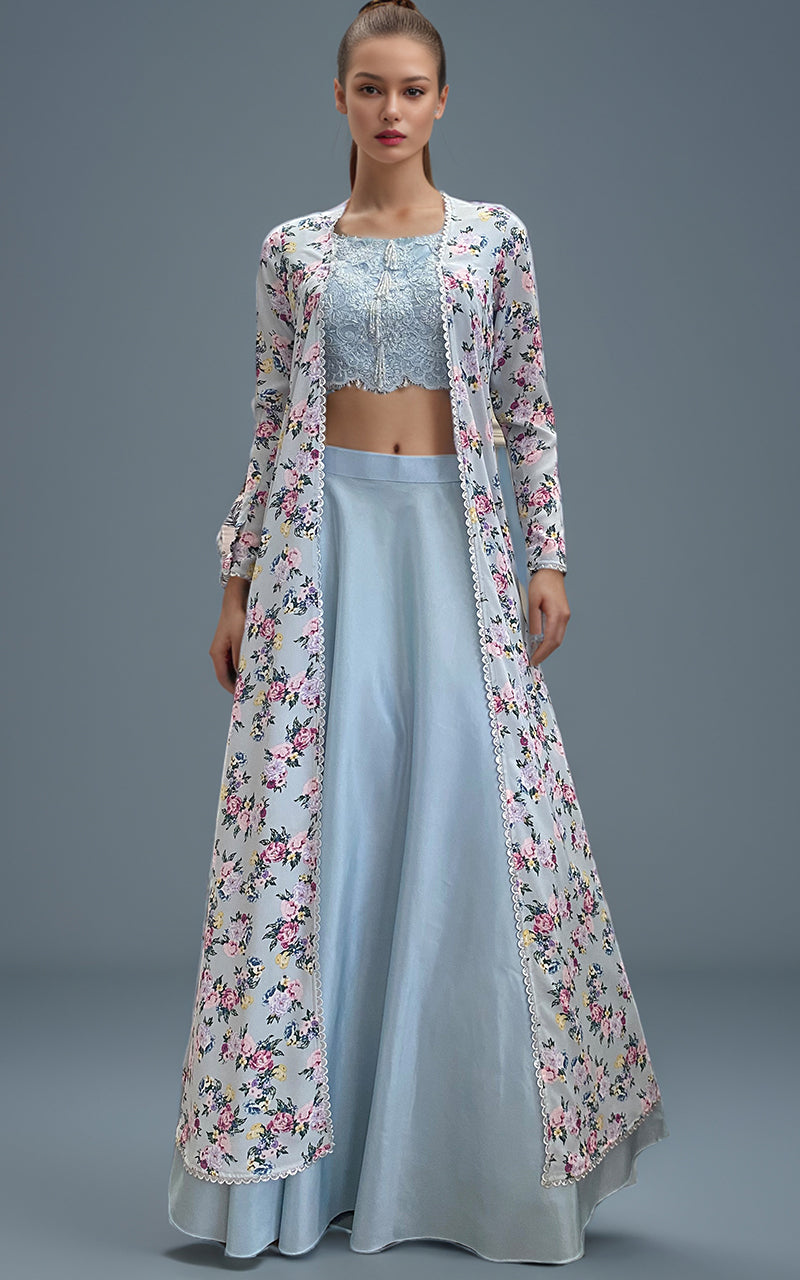 Threads and Motifs | Formal Dresses 25 | Embroidered Blouse With Skirt And Printed Jacket - Ladies Clothes - Maria Faisal