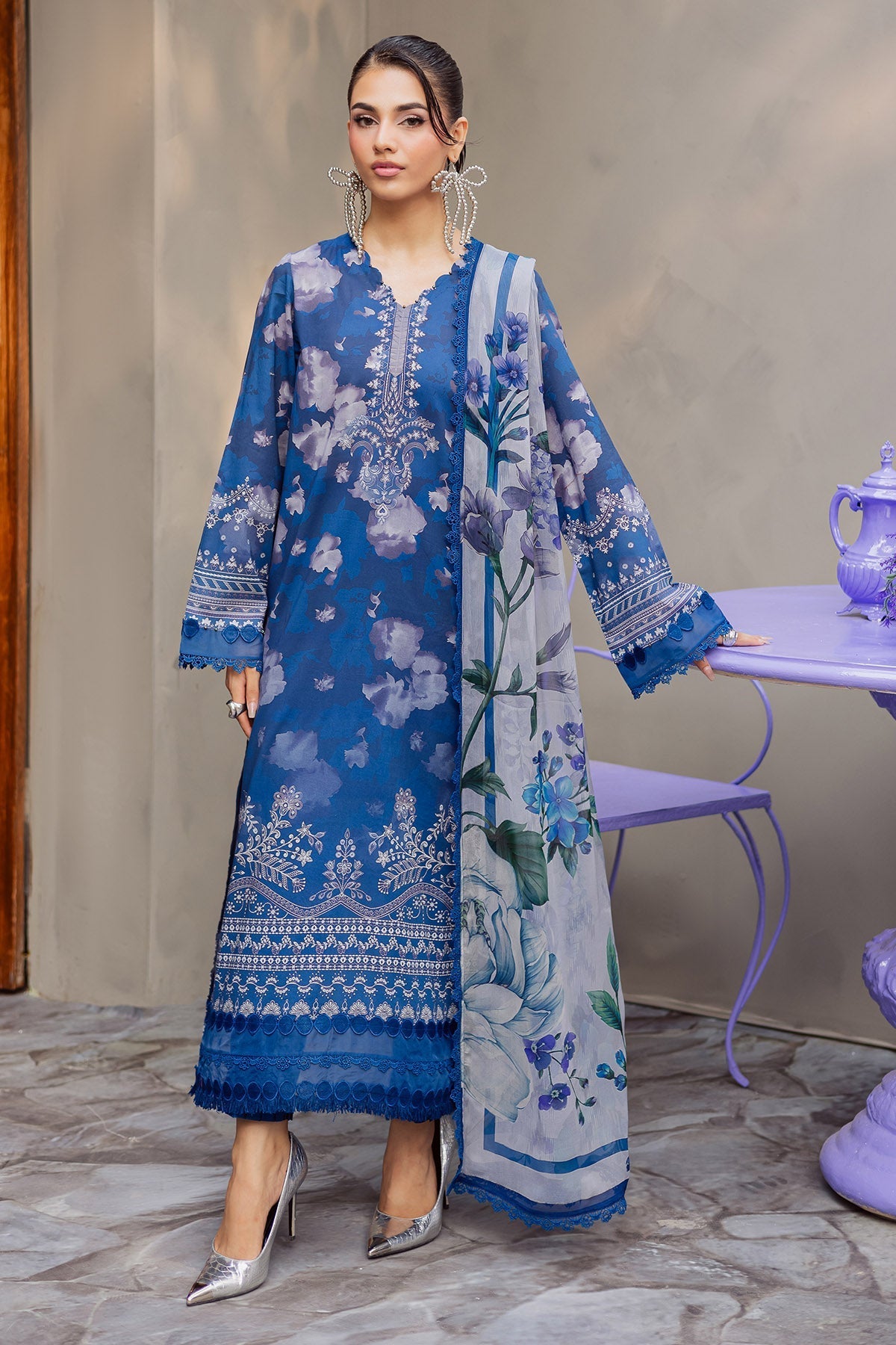 Nureh | Signature Prints 26 | SP-157 - Luxury Dress - available at Maria Faisal in UK and USA.