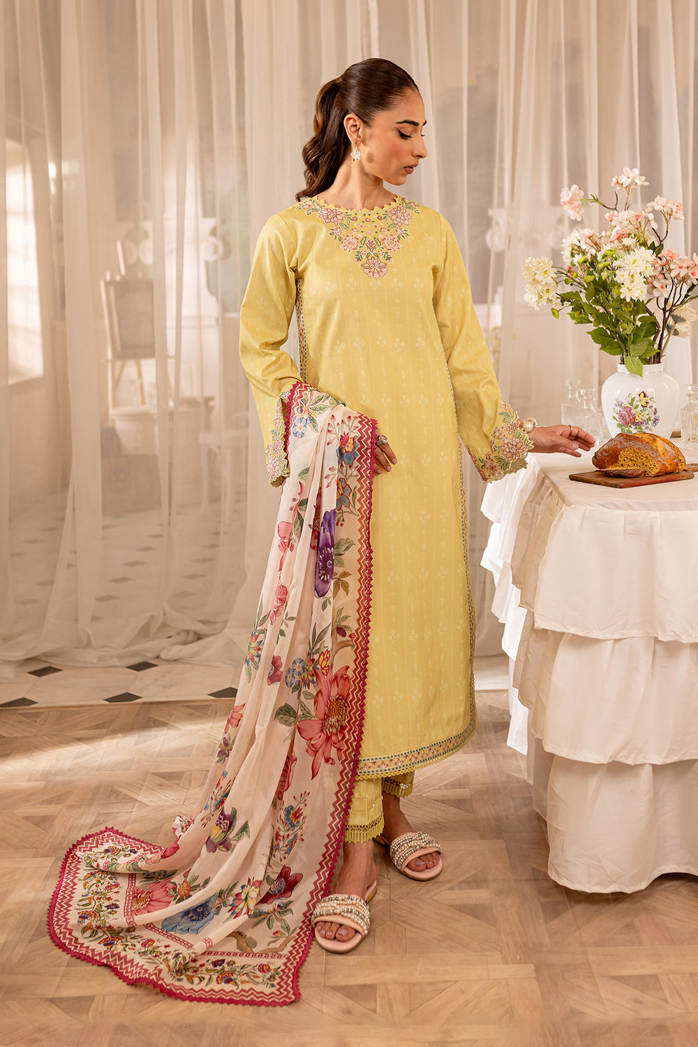 Farasha | Seraya Lawn 24 | FERN - Designer Dress with Intricate embroidery and embellishments. Shop elegent wedding dress at Maria Faisal.