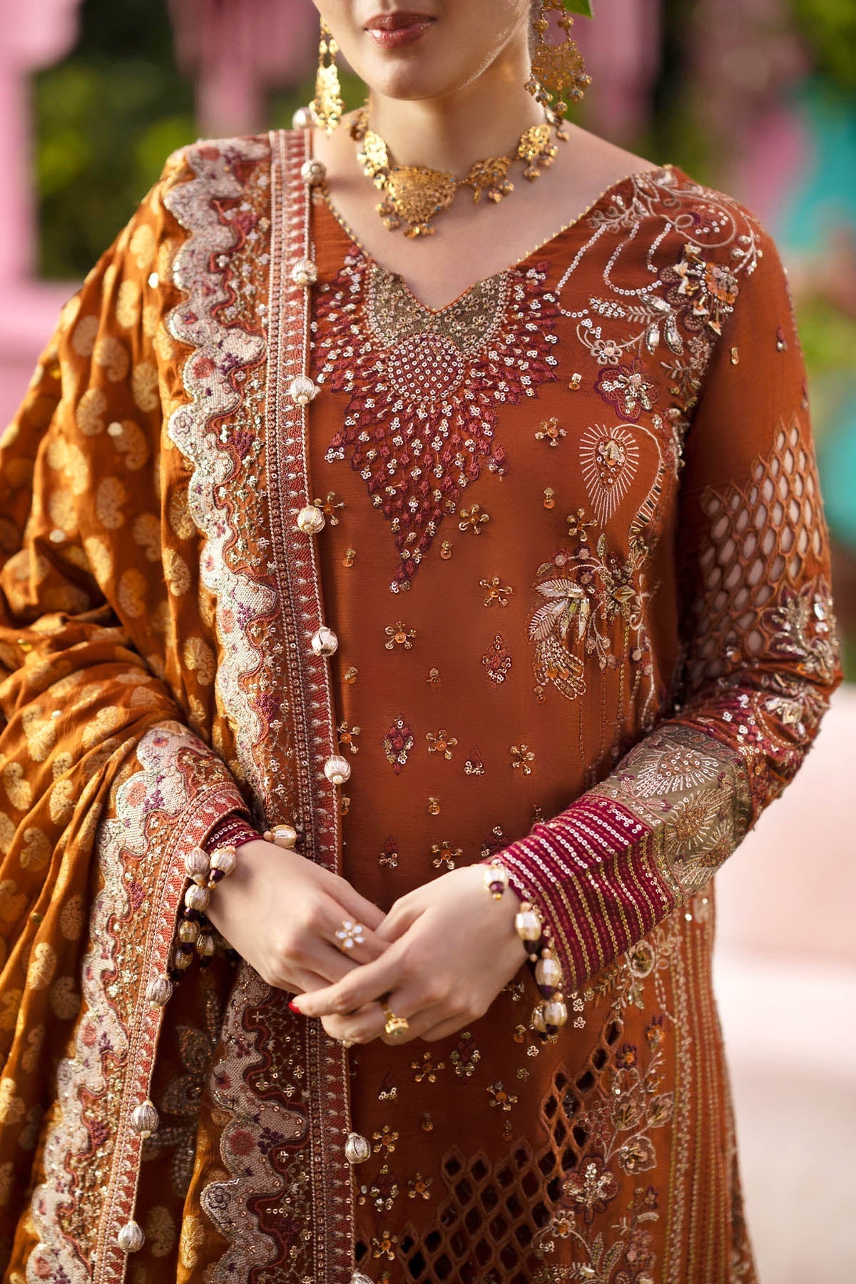 Nureh | Jhoomro Formals |NL-98 Elyana - Formal Dress - available at Maria Faisal in UK and USA.