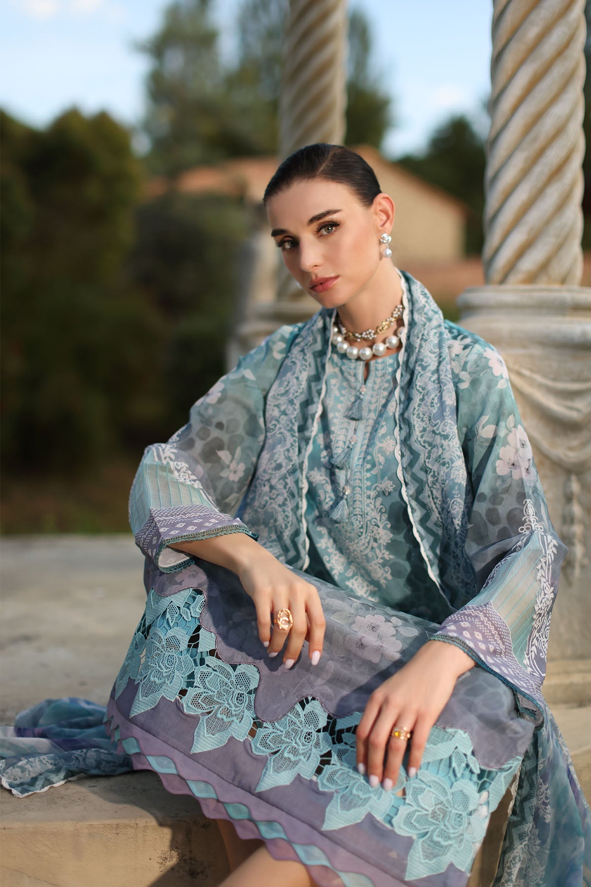 Nureh | Signature Prints 26 | SP-196 - Dress - available at Maria Faisal in UK and USA.