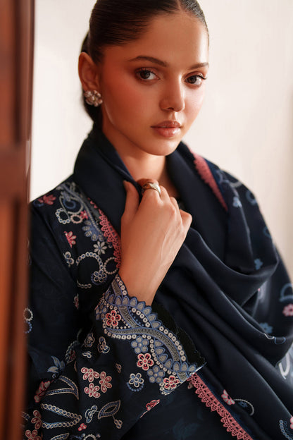 Farasha | Meline Premium Viscose 25 | Night Oak - Luxury Dress - available at Maria Faisal in UK and USA.