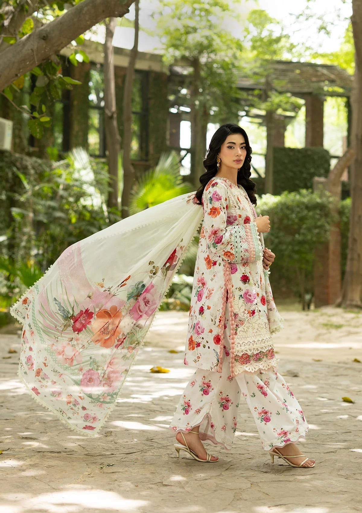 Elaf Premium | Signature Embroidered Lawn with Chiffon Collection 26 | ESG-4A CLAIRE - Luxury Dress - available at Maria Faisal in UK and USA.
