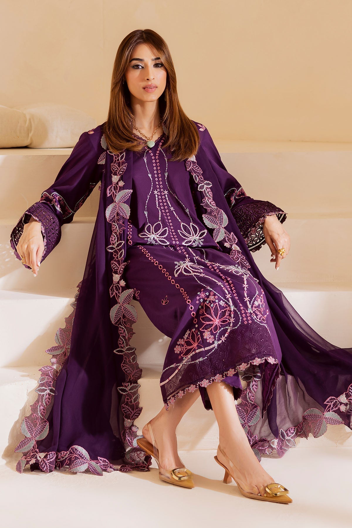 Nureh | Shades of Summer | NP-640 - Luxury Dress - available at Maria Faisal in UK and USA.