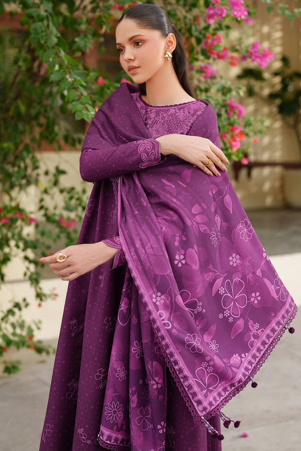 Farasha | Meline Premium Viscose 25 | Wild Plum - Luxury Dress - available at Maria Faisal in UK and USA.