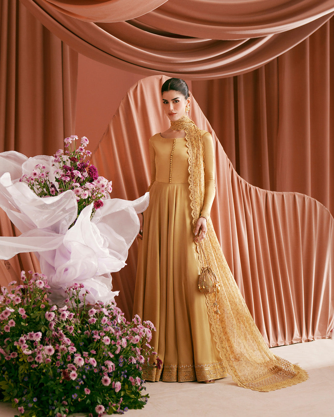 Faiza Saqlain | Roim Silk Edit | Alaa - Luxury Dress - available at Maria Faisal in UK and USA.