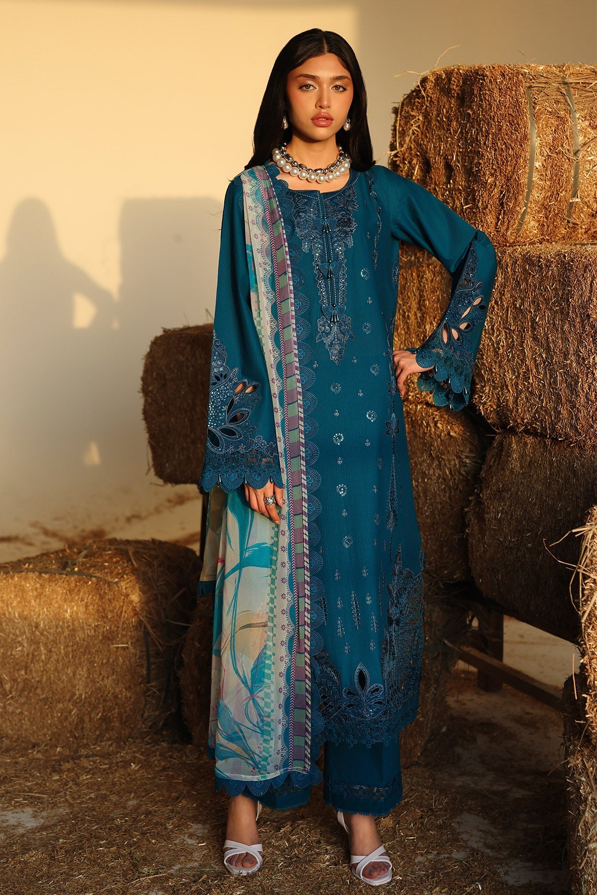 Nureh | Raha Lawn | NE-247 - Luxury Dress - available at Maria Faisal in UK and USA.