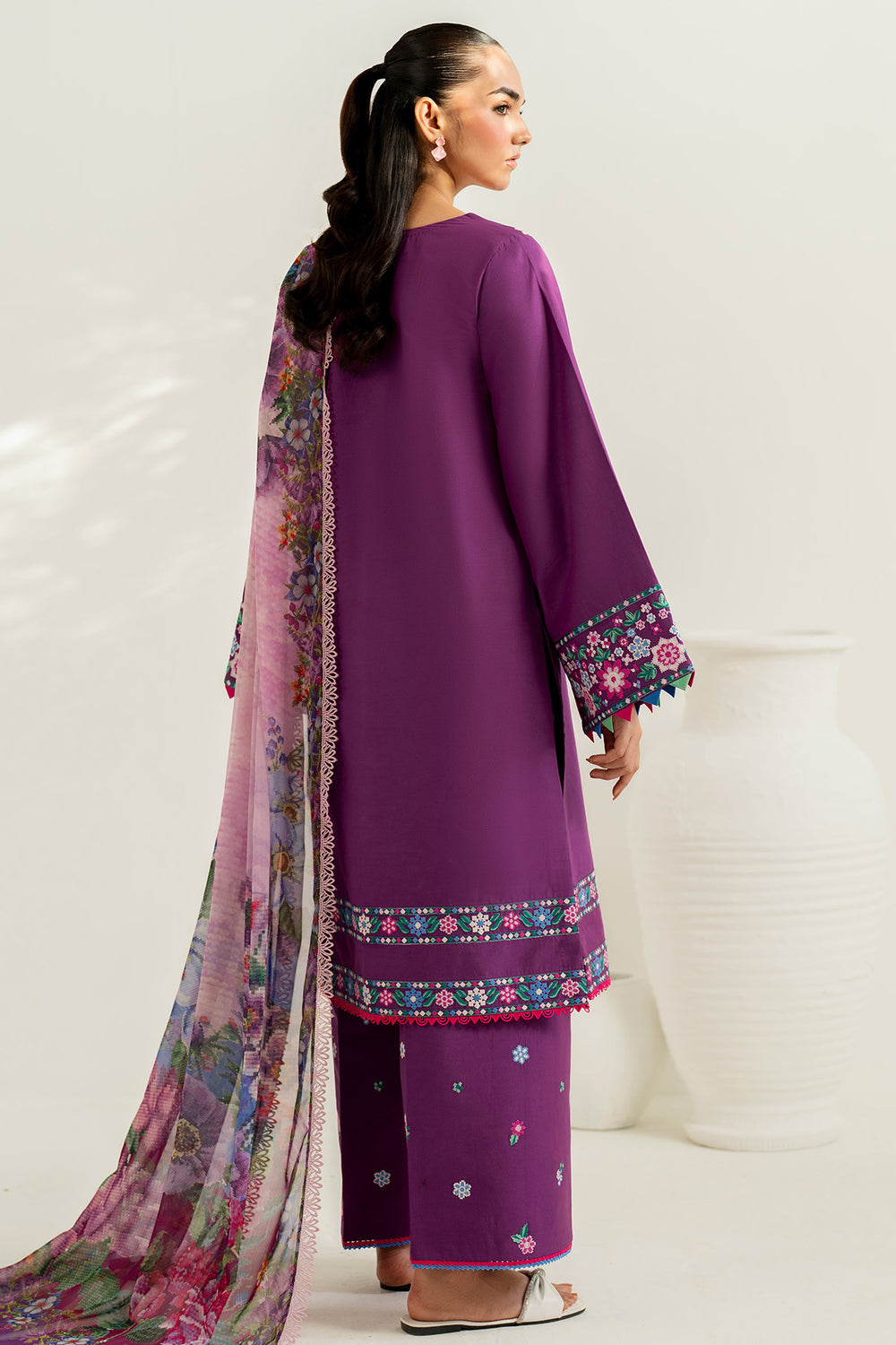 Farasha | Thread Lines Embroidered | Violet Spring - Ladies Clothes - Maria Faisal