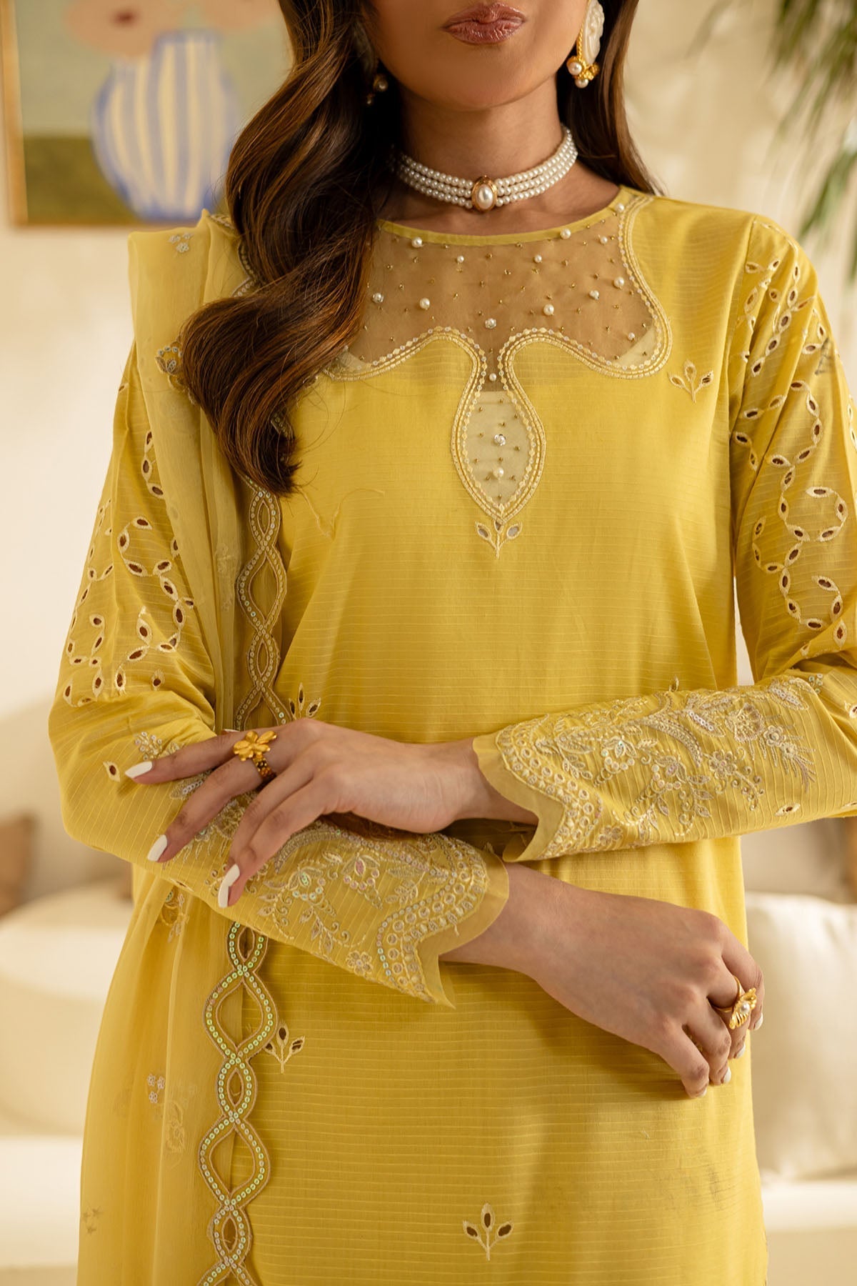 Nureh | Shades of Summer | NP-609 - Luxury Dress - available at Maria Faisal in UK and USA.