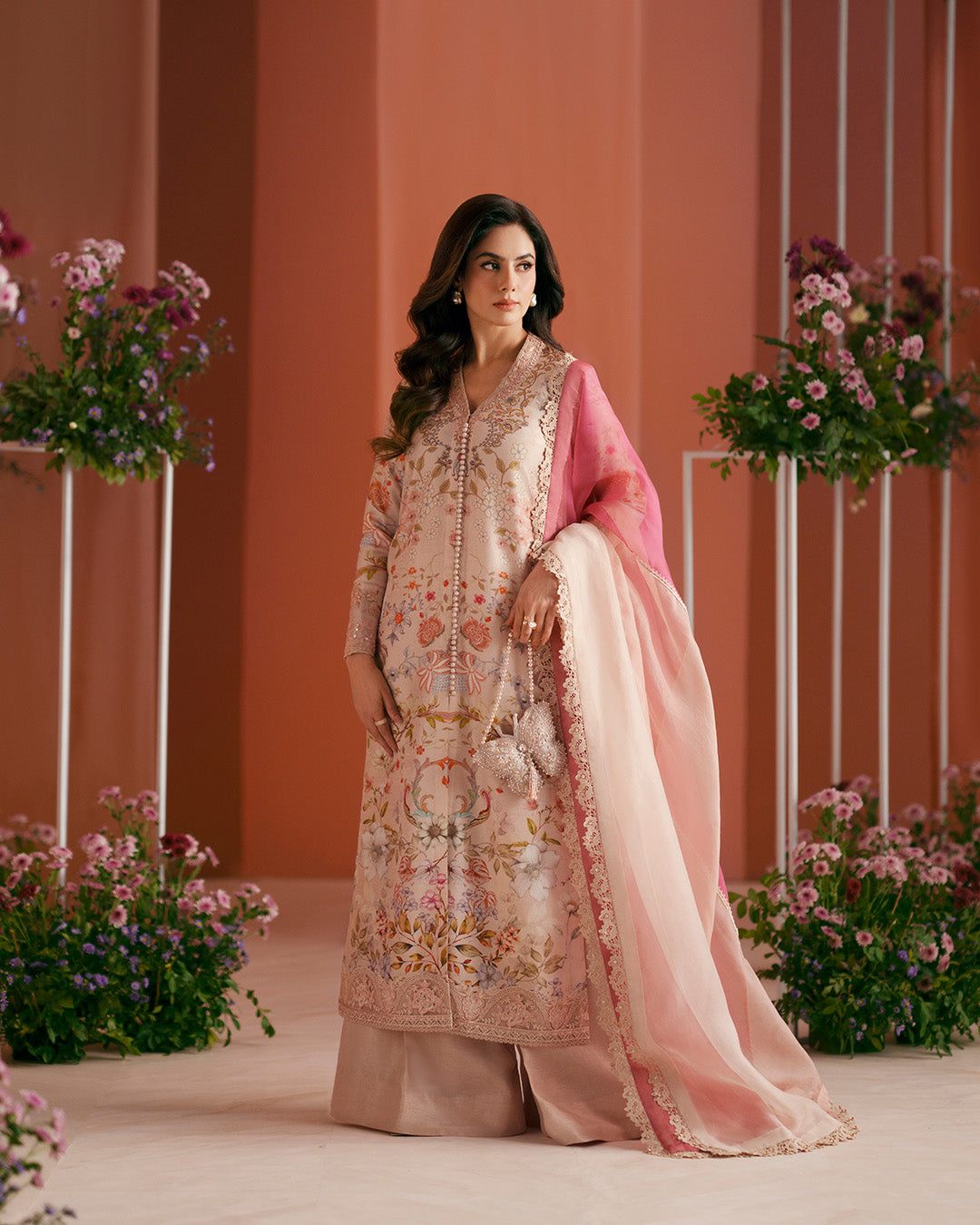 Faiza Saqlain | Roim Silk Edit | Nermin - Luxury Dress - available at Maria Faisal in UK and USA.