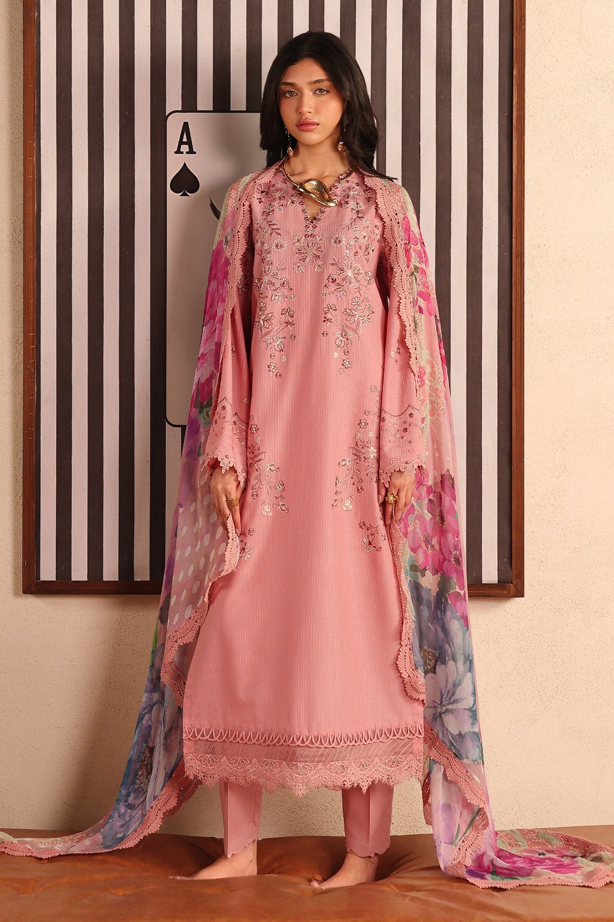 Nureh | Raha Lawn | NE-249 - Luxury Dress - available at Maria Faisal in UK and USA.