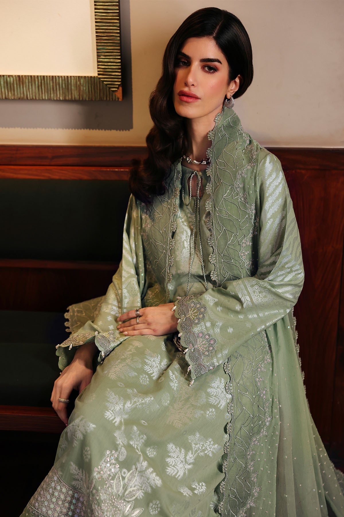 Nureh | Exclusive Jacquard | NE-226 - Luxury Dress - available at Maria Faisal in UK and USA.