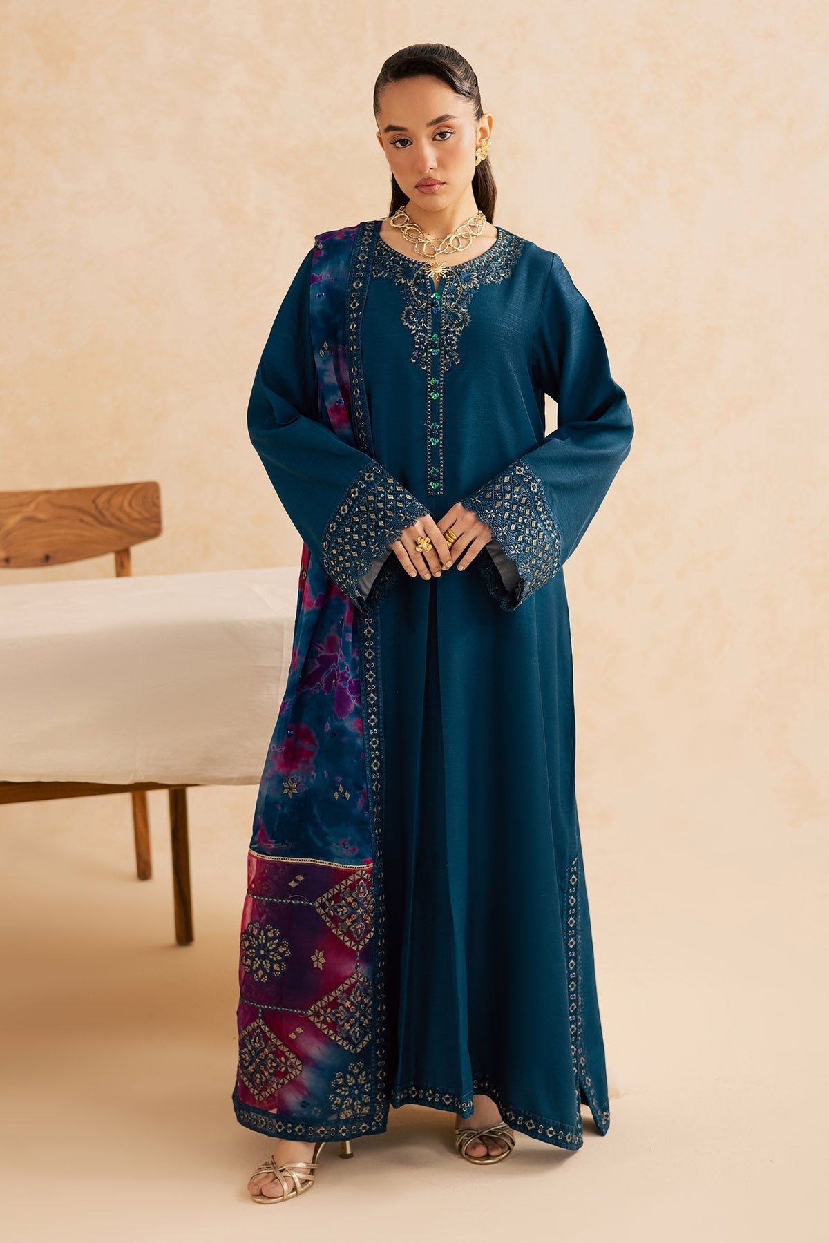 Nureh | Shades of Summer | NP-695 - Luxury Dress - available at Maria Faisal in UK and USA.