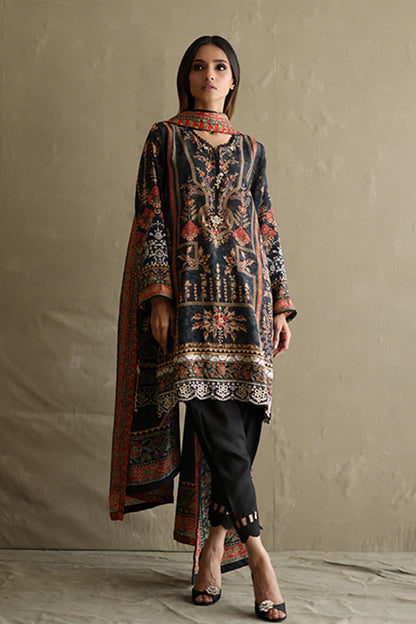 Mina Hasan | Signature Pret | Baroque In Black - Luxury Dress - available at Maria Faisal in UK and USA.