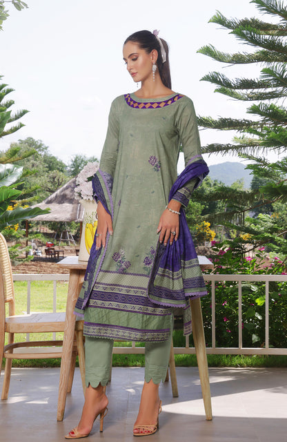 Alzohaib | Digital Printed Cambric | Colors Digital Cambric 3 Piece-CDC-25-04 - Ladies Clothes - Maria Faisal