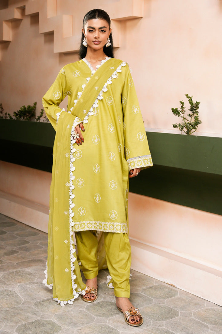Marjjan | Leya Collection | MBL-101 (NEON GREEN) - Luxury Dress - available at Maria Faisal in UK and USA.