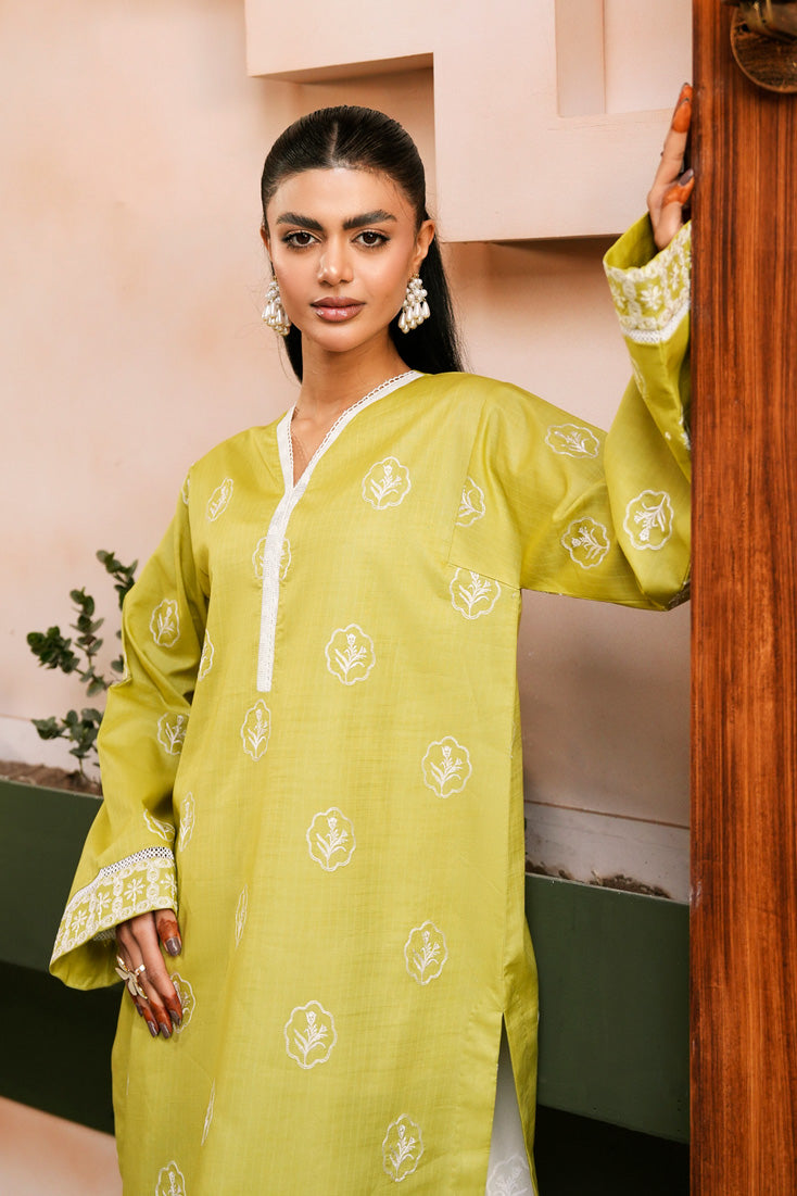 Marjjan | Leya Collection | MBL-101 (NEON GREEN) - Luxury Dress - available at Maria Faisal in UK and USA.