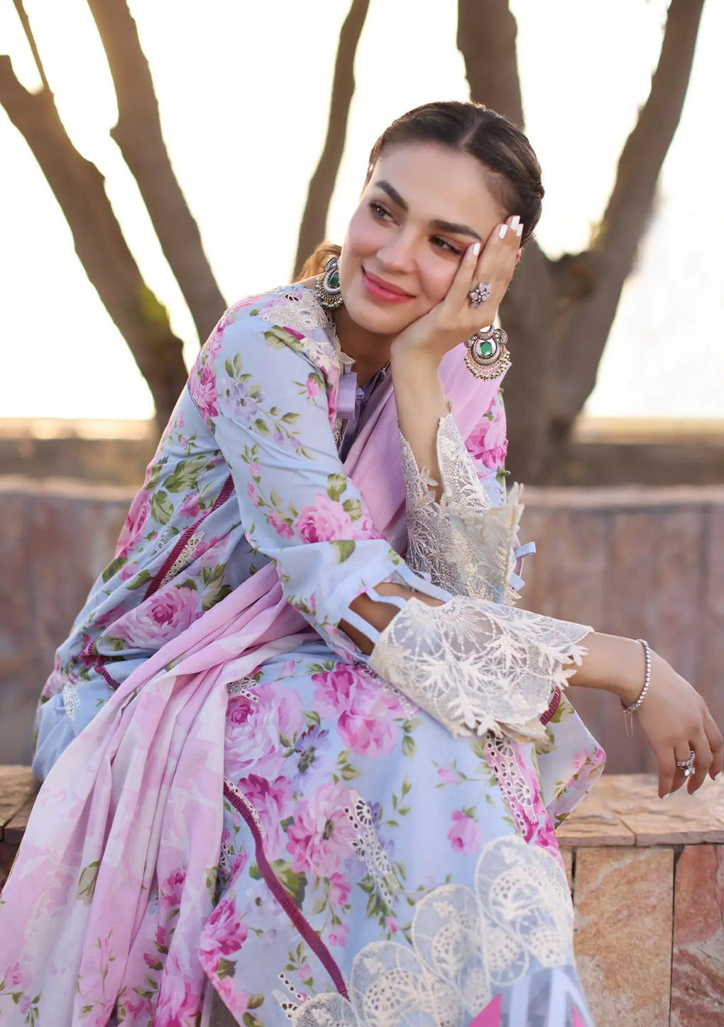 Elaf Premium | Prints Chikankari 24 | 04A OCEAN BLOSSOMS - Waniyas