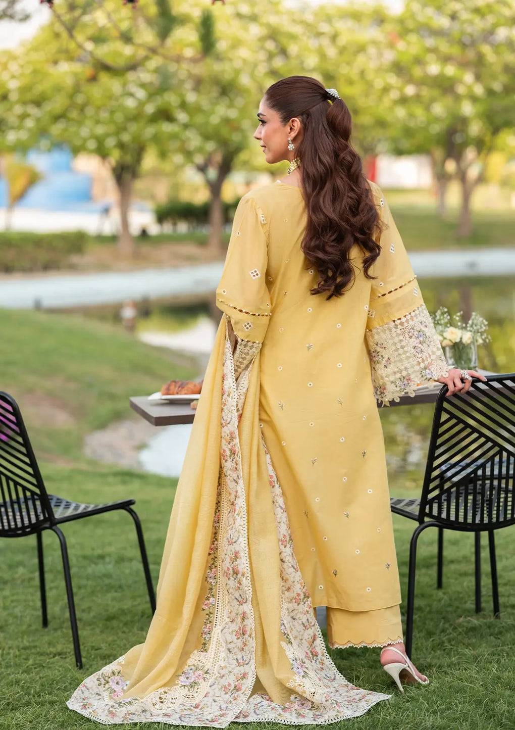 Elaf Premium | Luxury Lawn 25 | ELH-4A DANDELION by Maria Faisal - Registered Vendor of : Elaf Premium - type : Ladies Clothes - 100% original wedding dresses