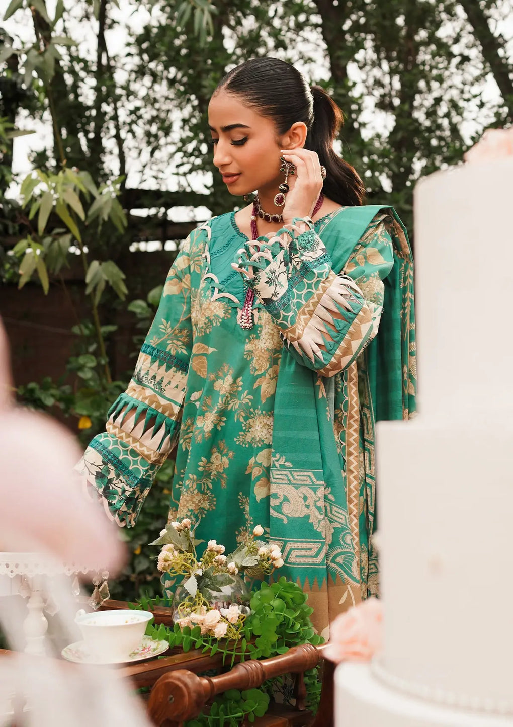 Elaf Premium | Printed Collection 24 | EEP-04B - Chic Teal - Waniyas