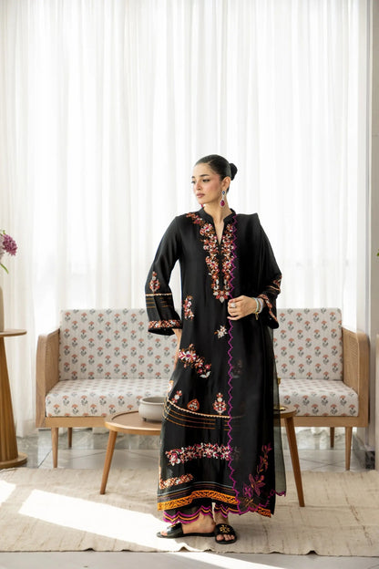 Wahaj M Khan | Sanam Luxe | Noir Sanam Kaftan - Luxury Dress - available at Maria Faisal in UK and USA.