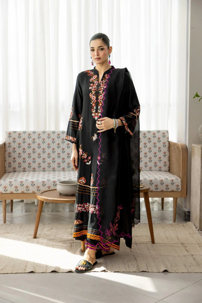 Wahaj M Khan | Sanam Luxe | Noir Sanam Kaftan - Luxury Dress - available at Maria Faisal in UK and USA.