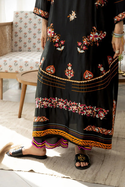 Wahaj M Khan | Sanam Luxe | Noir Sanam Kaftan - Luxury Dress - available at Maria Faisal in UK and USA.