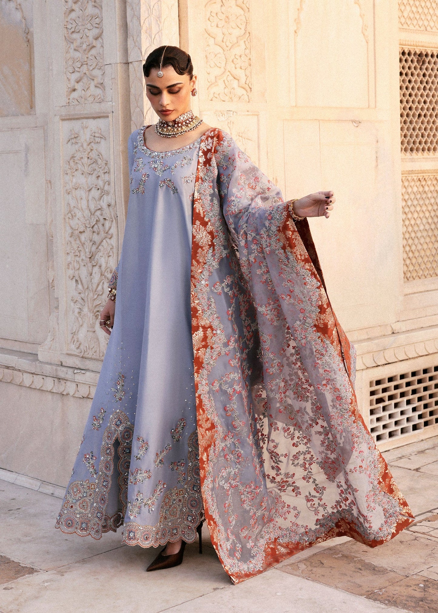 Hussain Rehar | Luxury Pret AW 25 | Periwina - Formal Dress - available at Maria Faisal in UK and USA.
