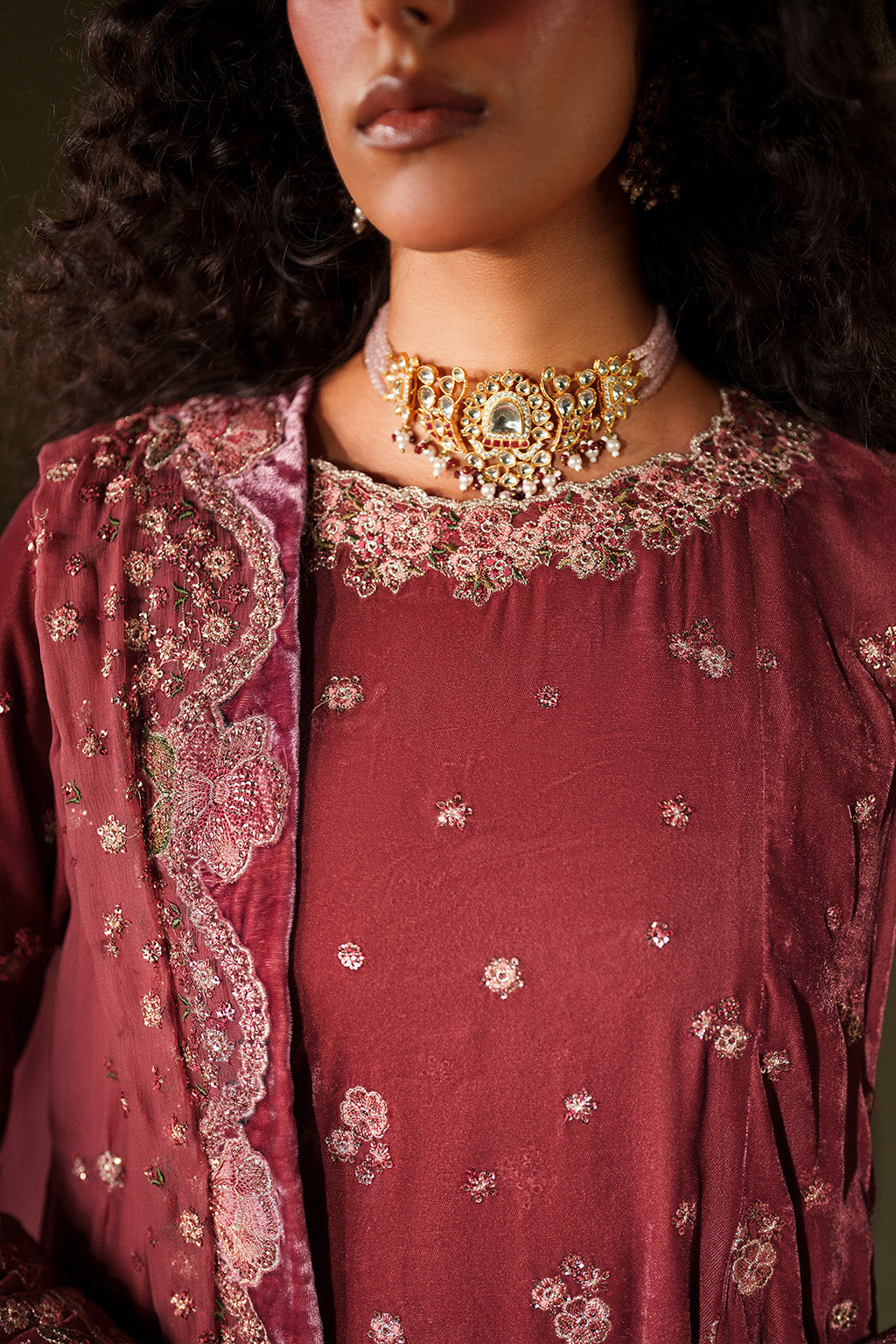 Iznik | Velvet 25 | IV-75 Embroidered Velvet - Formal Dress - available at Maria Faisal in UK and USA.