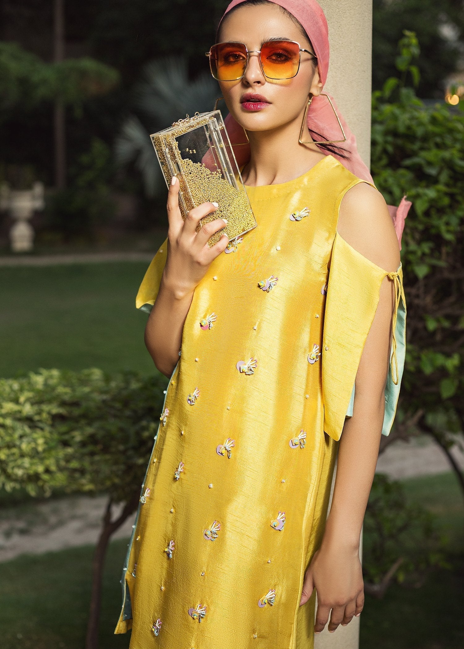 Hana | Serendipity Ready to Wear | Mango Slime - Designer Dress with Intricate embroidery and embellishments. Shop elegent wedding dress at Maria Faisal.