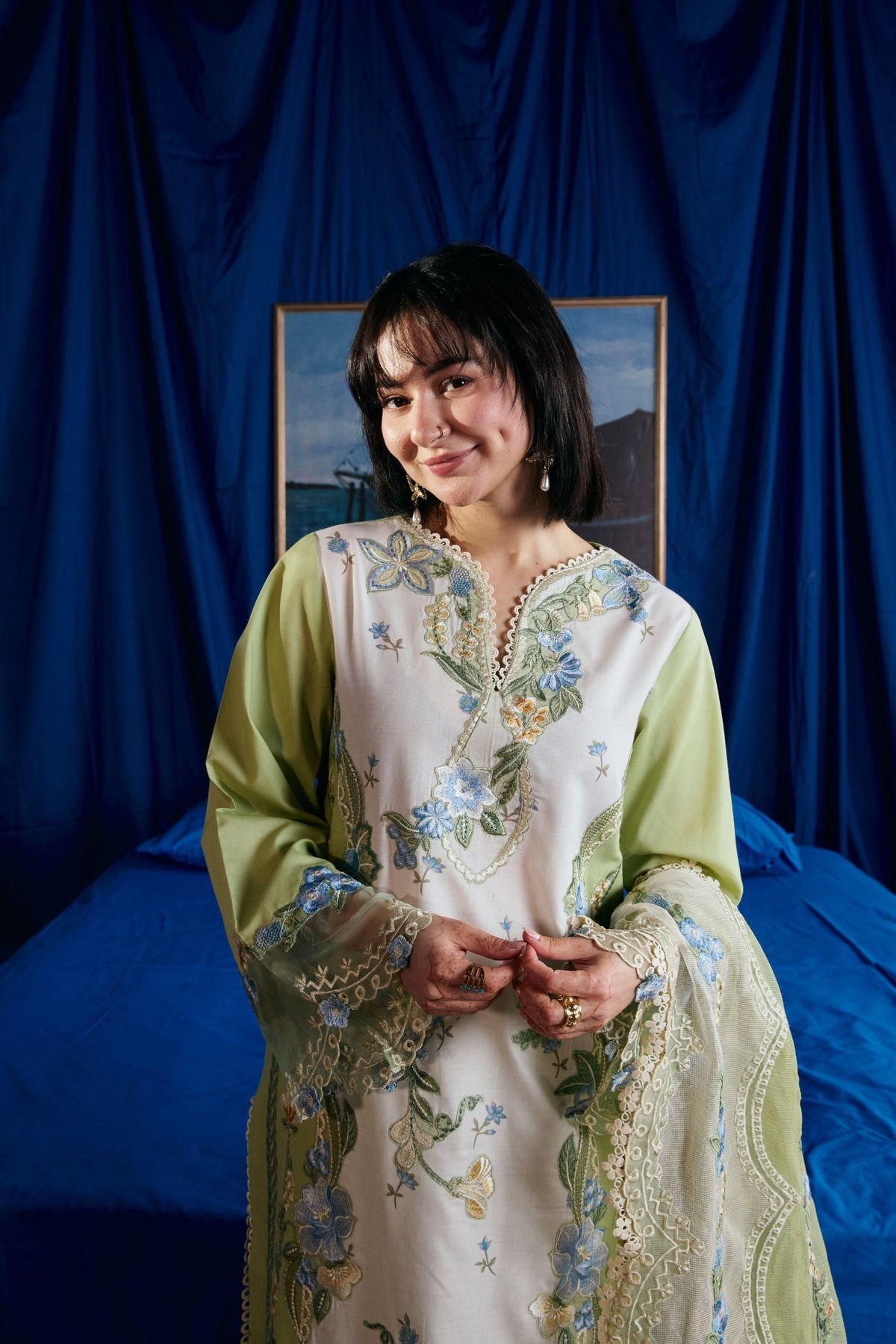 Maryam Hussain | Luxury Lawn 26 Vol 2 | Dimple - Luxury Dress - available at Maria Faisal in UK and USA.