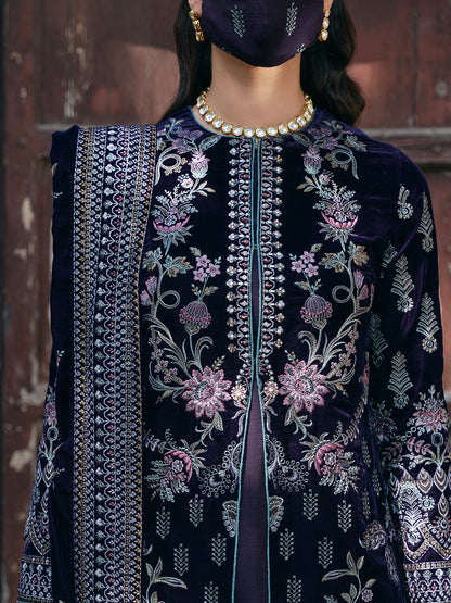 Flossie | Siara Velvet Formals | V-104 - B - Ladies Clothes - Maria Faisal