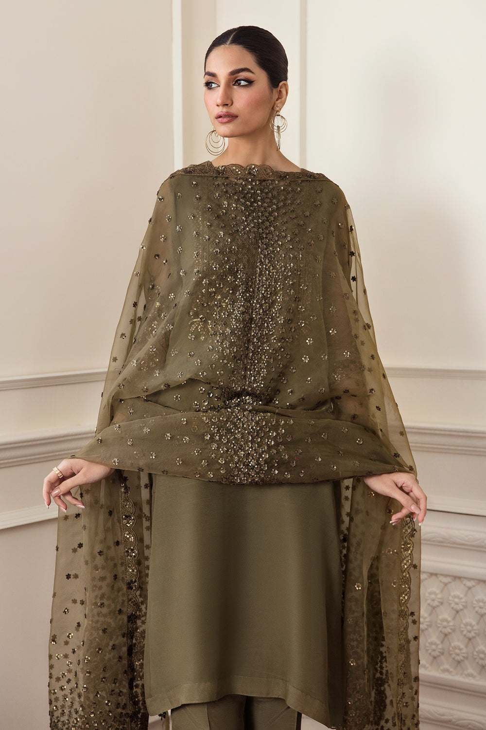 Baroque | Formals Collection | EMBROIDERED CHIFFON UF-295 - Formal Dress - available at Maria Faisal in UK and USA.