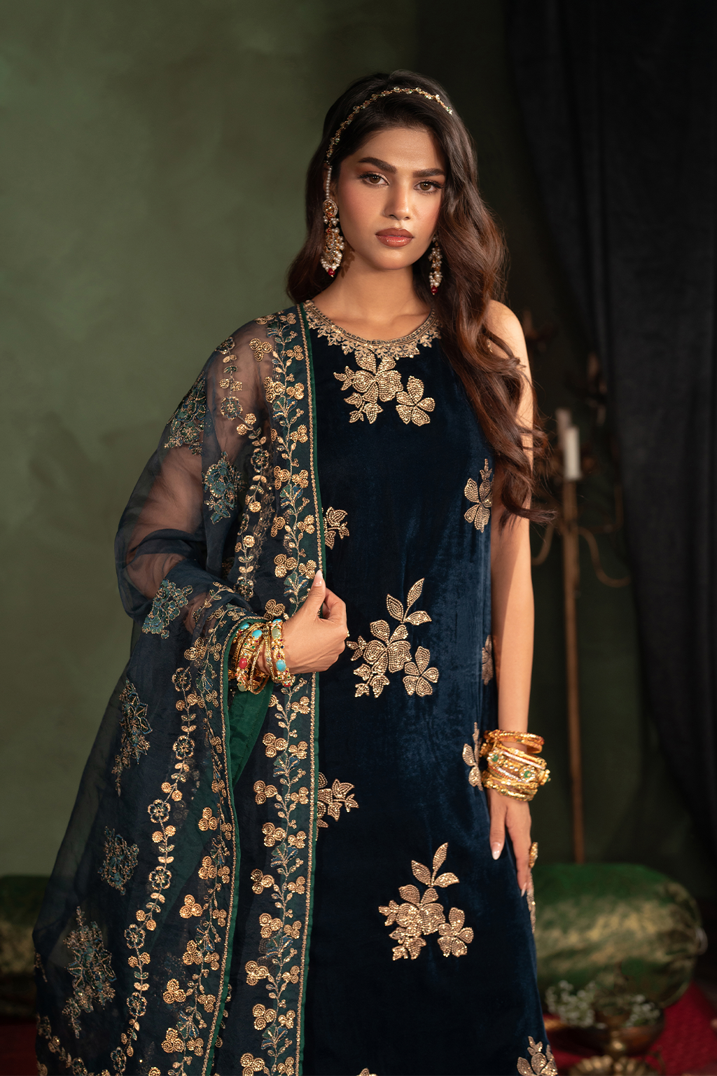 Iznik | Velvet 25 | IV-51 Embroidered Velvet - Formal Dress - available at Maria Faisal in UK and USA.