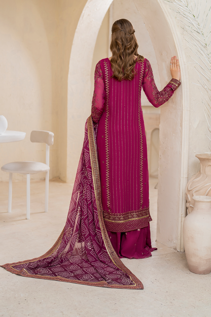 Iznik | Chinnon Chiffon | CC-45 Embroidered Chiffon - Ladies Clothes - Maria Faisal