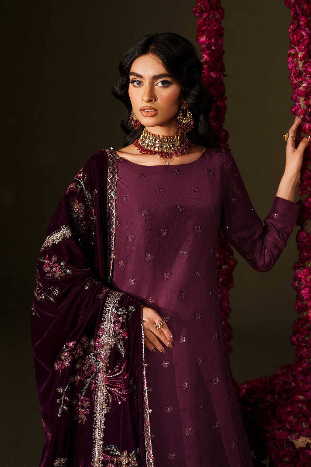 Iznik | Velvet 25 | IV-68 Embroidered Velvet - Formal Dress - available at Maria Faisal in UK and USA.