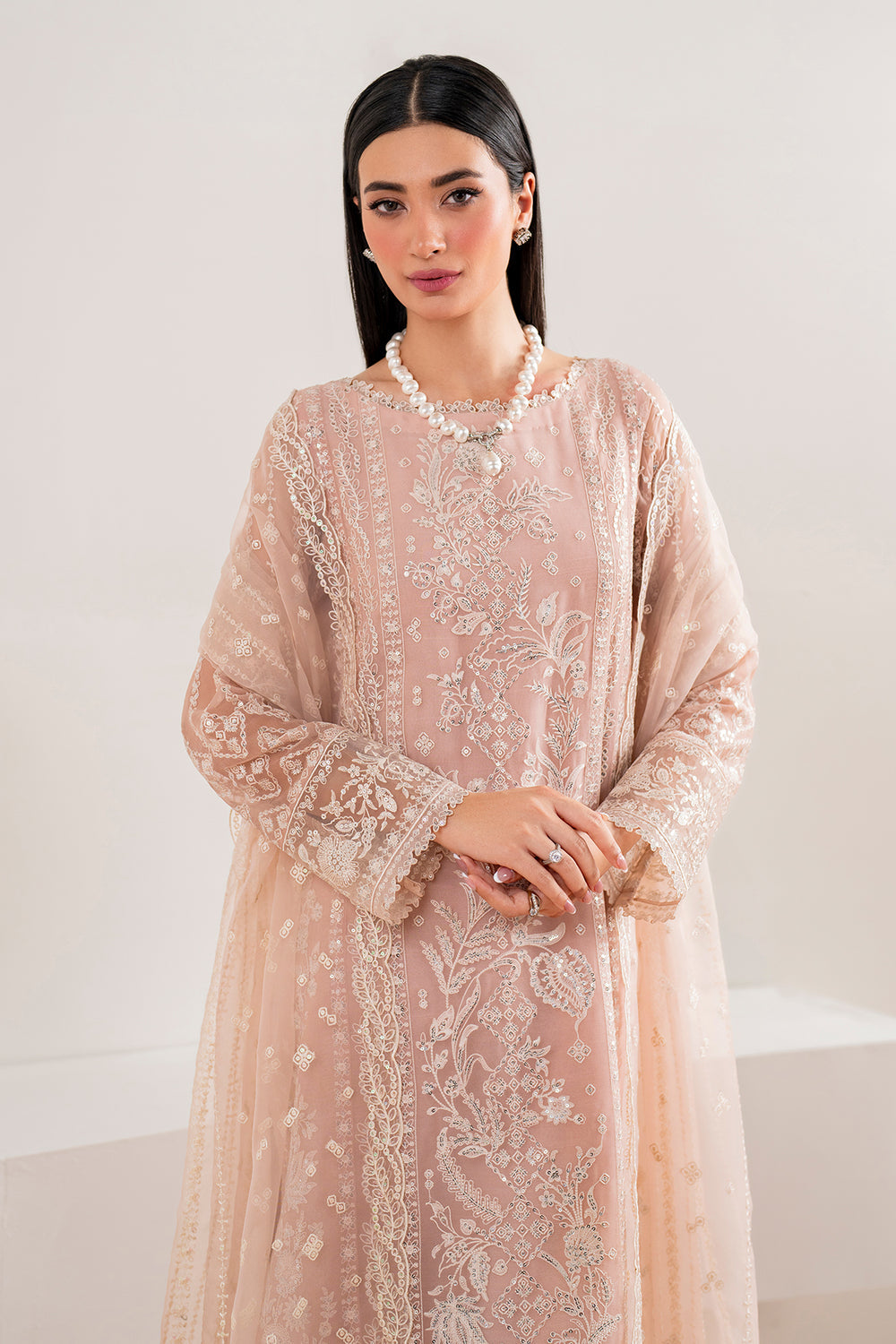 Baroque | Formals Collection | EMBROIDERED CHIFFON UF-681 - Formal Dress - available at Maria Faisal in UK and USA.