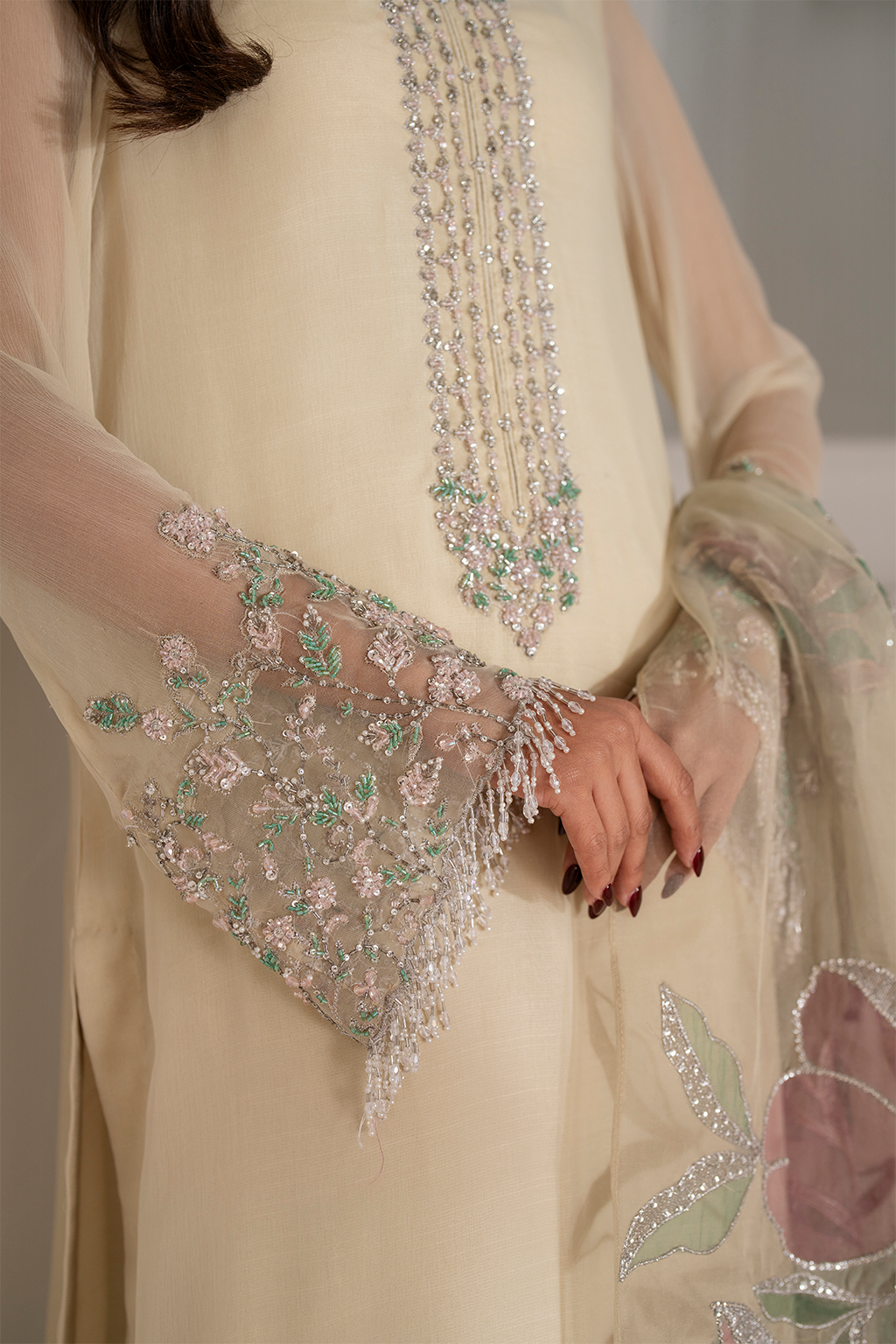 Iznik I Festive Formal I UE-413 Embroidered Chiffon - Ladies Clothes - Maria Faisal