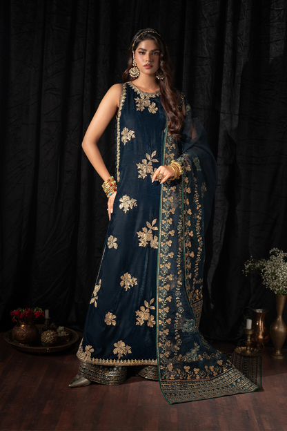 Iznik | Velvet 25 | IV-51 Embroidered Velvet - Formal Dress - available at Maria Faisal in UK and USA.