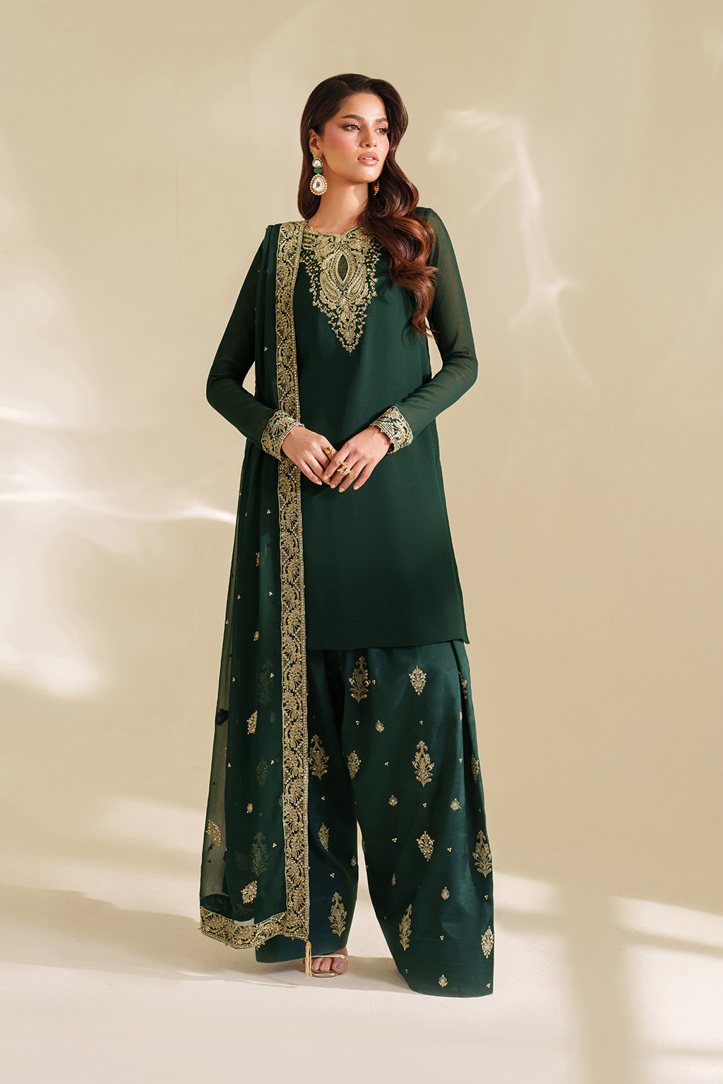 Iznik I Festive Formal I CC-75 Embroidered Chiffon - Ladies Clothes - Maria Faisal