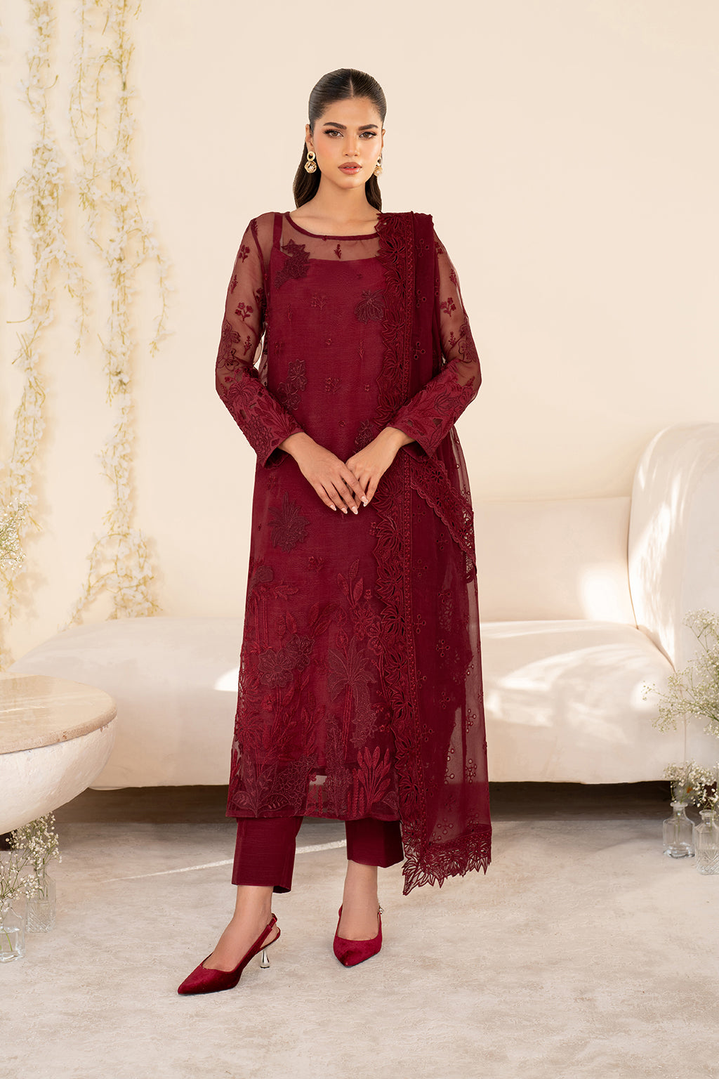 Iznik | Festive Formal | UE-438 Embroidered Pure Organza - Ladies Clothes - Maria Faisal