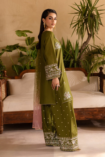Batik | Nyra Embroidered Summer Solids | Farshi Green by Maria Faisal - Registered Vendor of : Batik - type : Ladies Clothes - 100% original wedding dresses