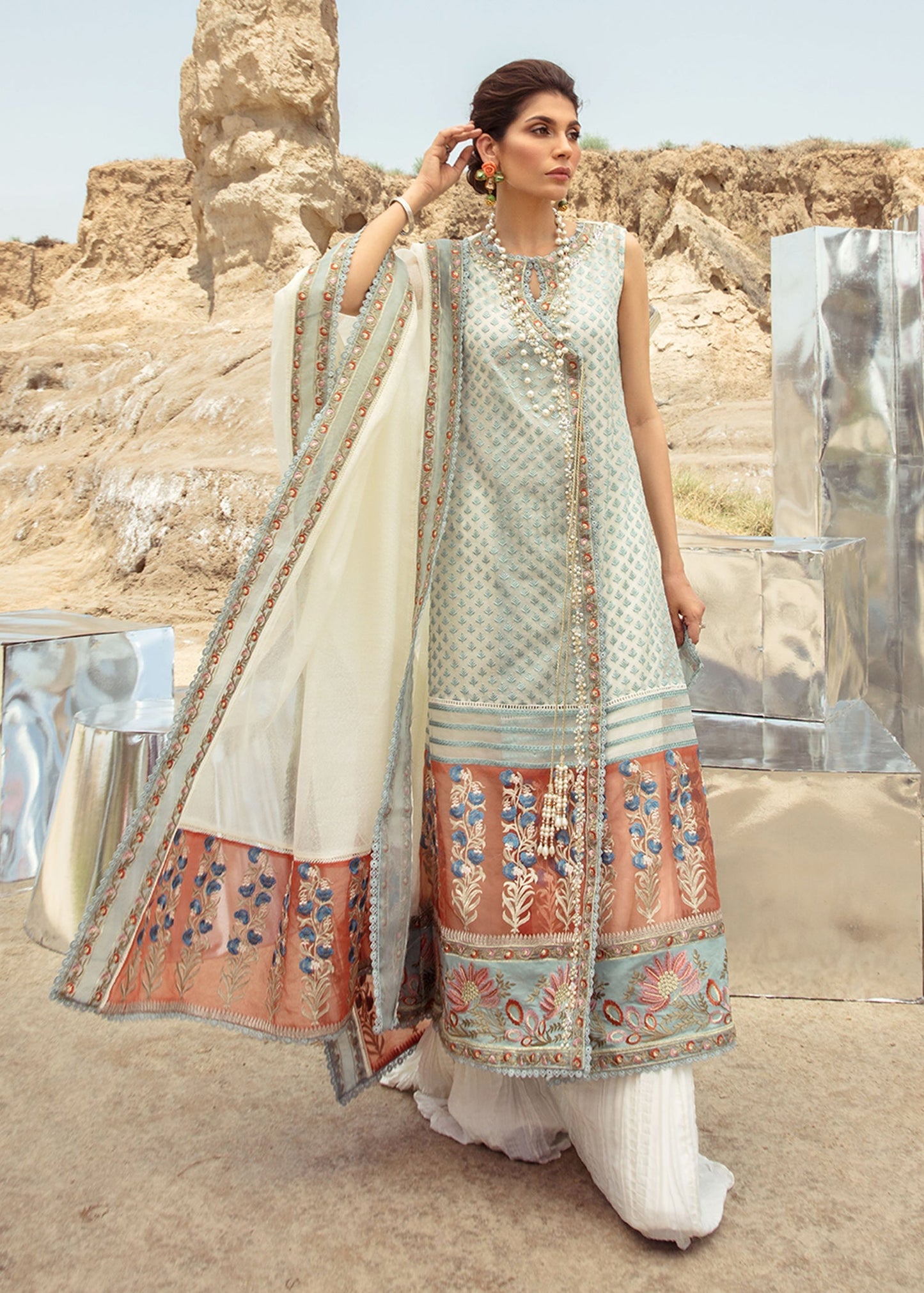 Saira Shakira | Luxury Pret | Rust Angrakha - Ladies Clothes - Maria Faisal