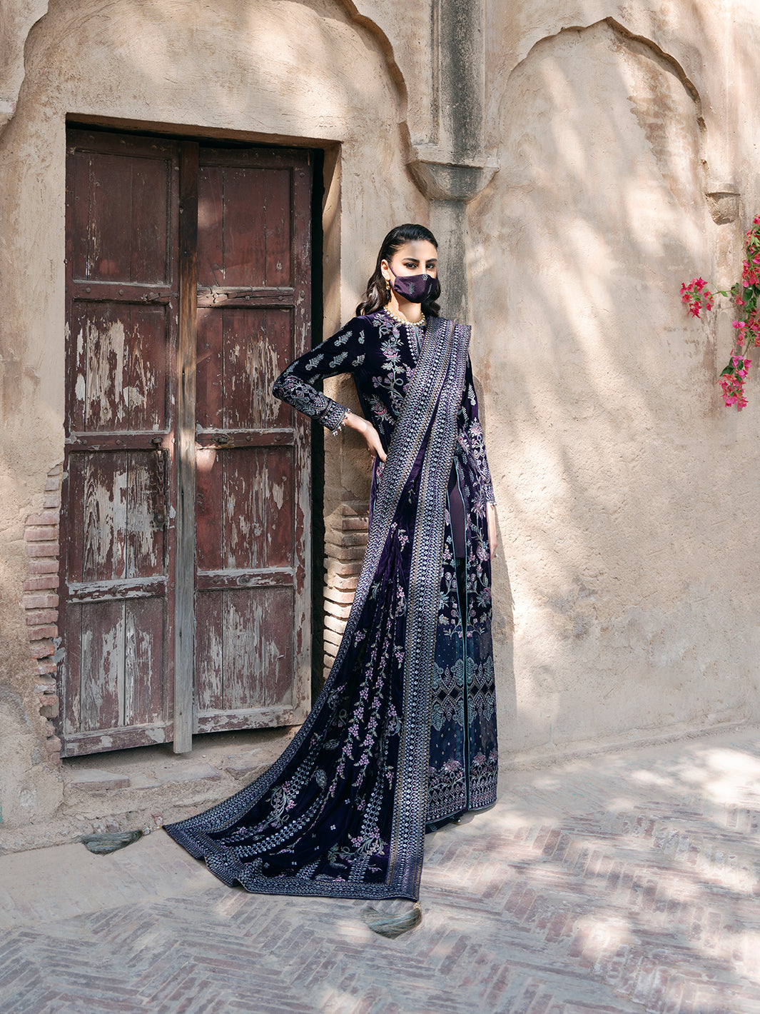 Flossie | Siara Velvet Formals | V-104 - B - Ladies Clothes - Maria Faisal