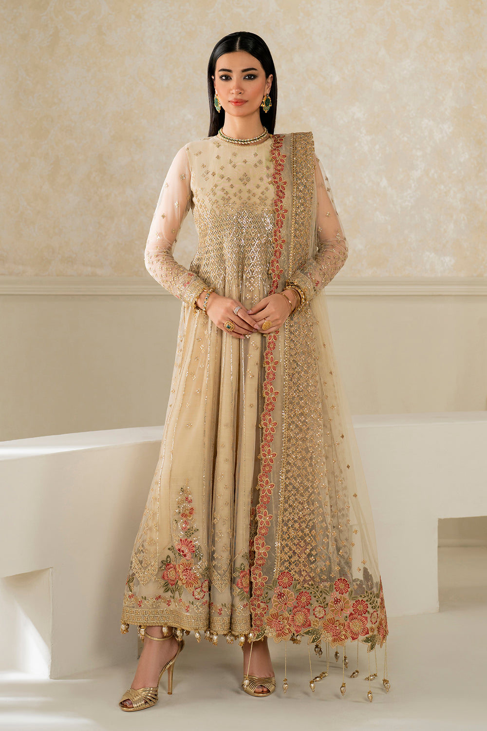 Baroque | Formals Collection | EMBROIDERED NET UF-4159 - Formal Dress - available at Maria Faisal in UK and USA.