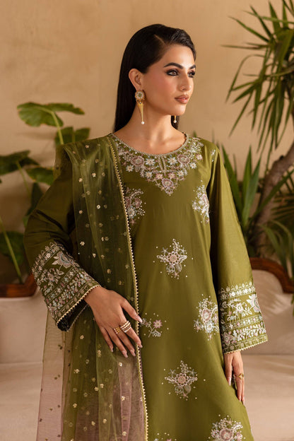 Batik | Nyra Embroidered Summer Solids | Farshi Green by Maria Faisal - Registered Vendor of : Batik - type : Ladies Clothes - 100% original wedding dresses