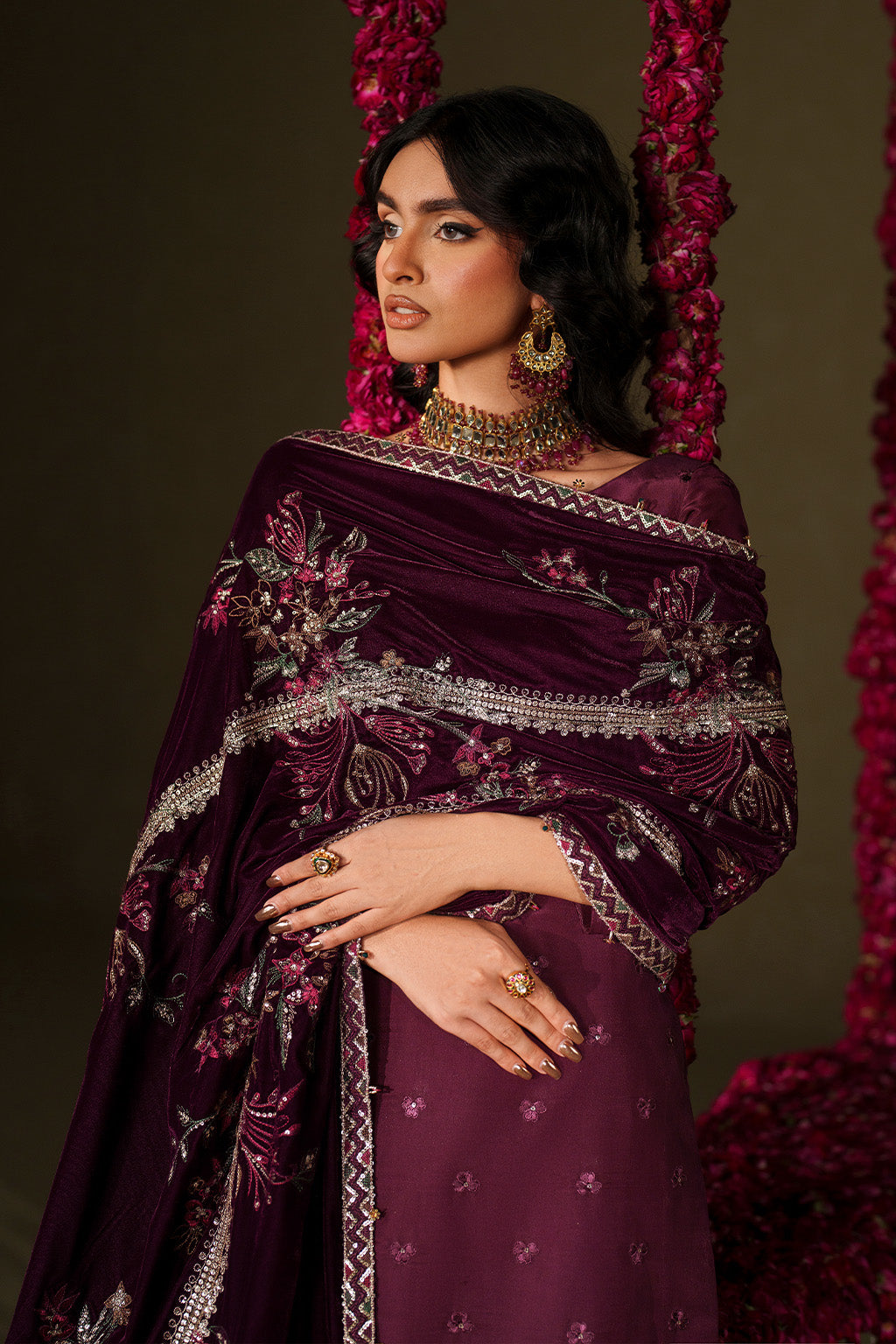 Iznik | Velvet 25 | IV-68 Embroidered Velvet - Formal Dress - available at Maria Faisal in UK and USA.
