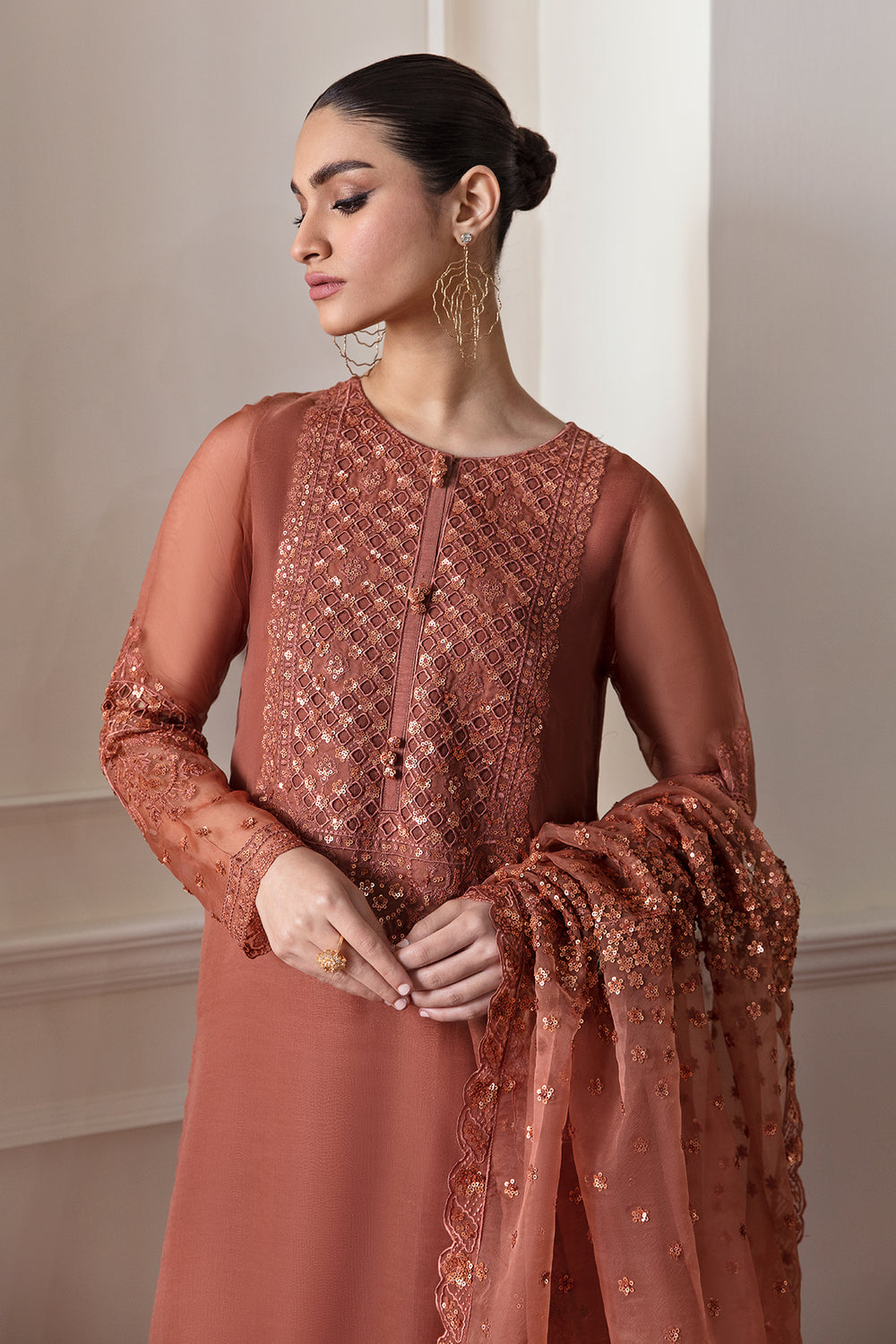 Baroque | Formals Collection | EMBROIDERED CHIFFON UF-296 - Formal Dress - available at Maria Faisal in UK and USA.